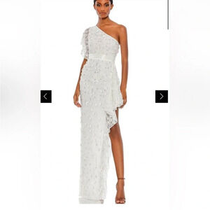 Mac Duggal 93687 White Asymmetrical One Shoulder Strap High Low Dress 0
